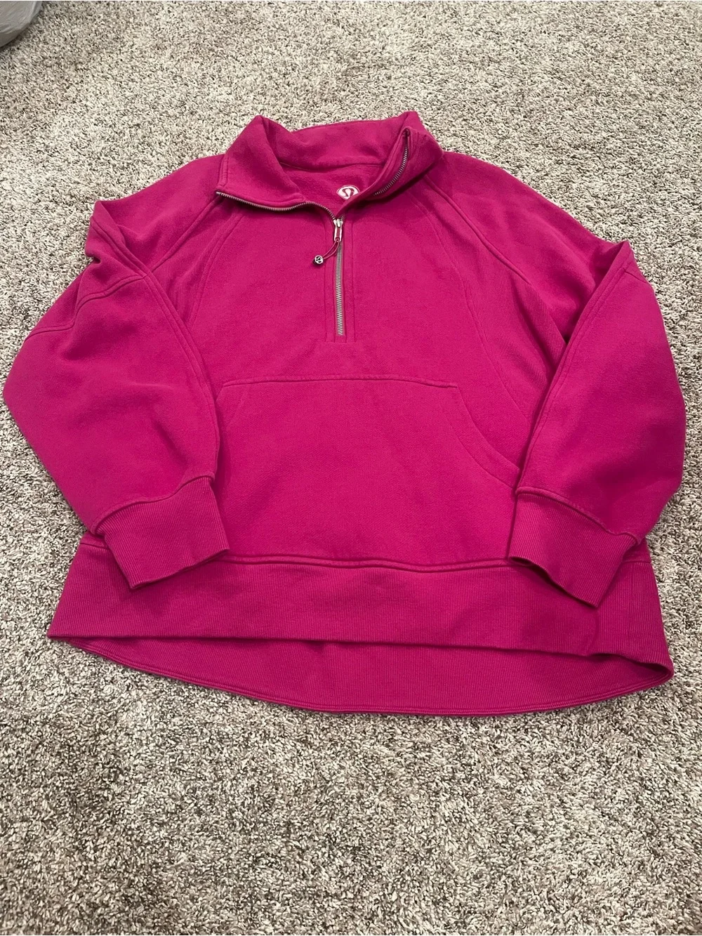 Lululemon Ripened Raspberry Scuba Oversized Funnel-Neck Half Zip *Long Sz M/L - Picture 2 of 7